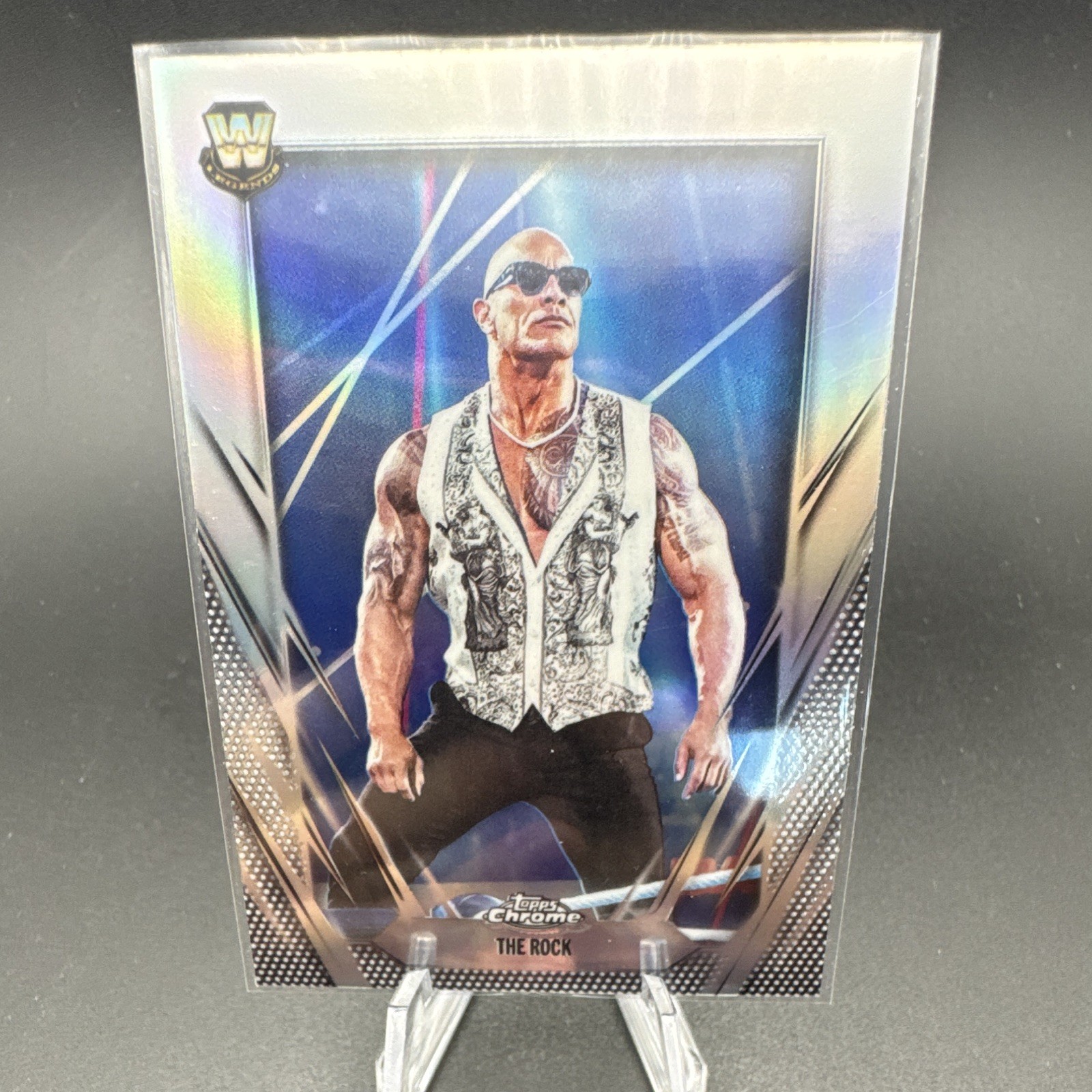 Topps 2026 Topps Chrome WWE The Rock #1 Refractor Wrestling Card