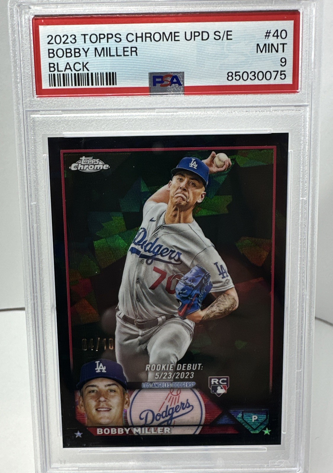 2023 Topps Chrome Update S/E Bobby Miller Black PSA 9 MINT ROOKIE RC 🔥 4/10 🔥