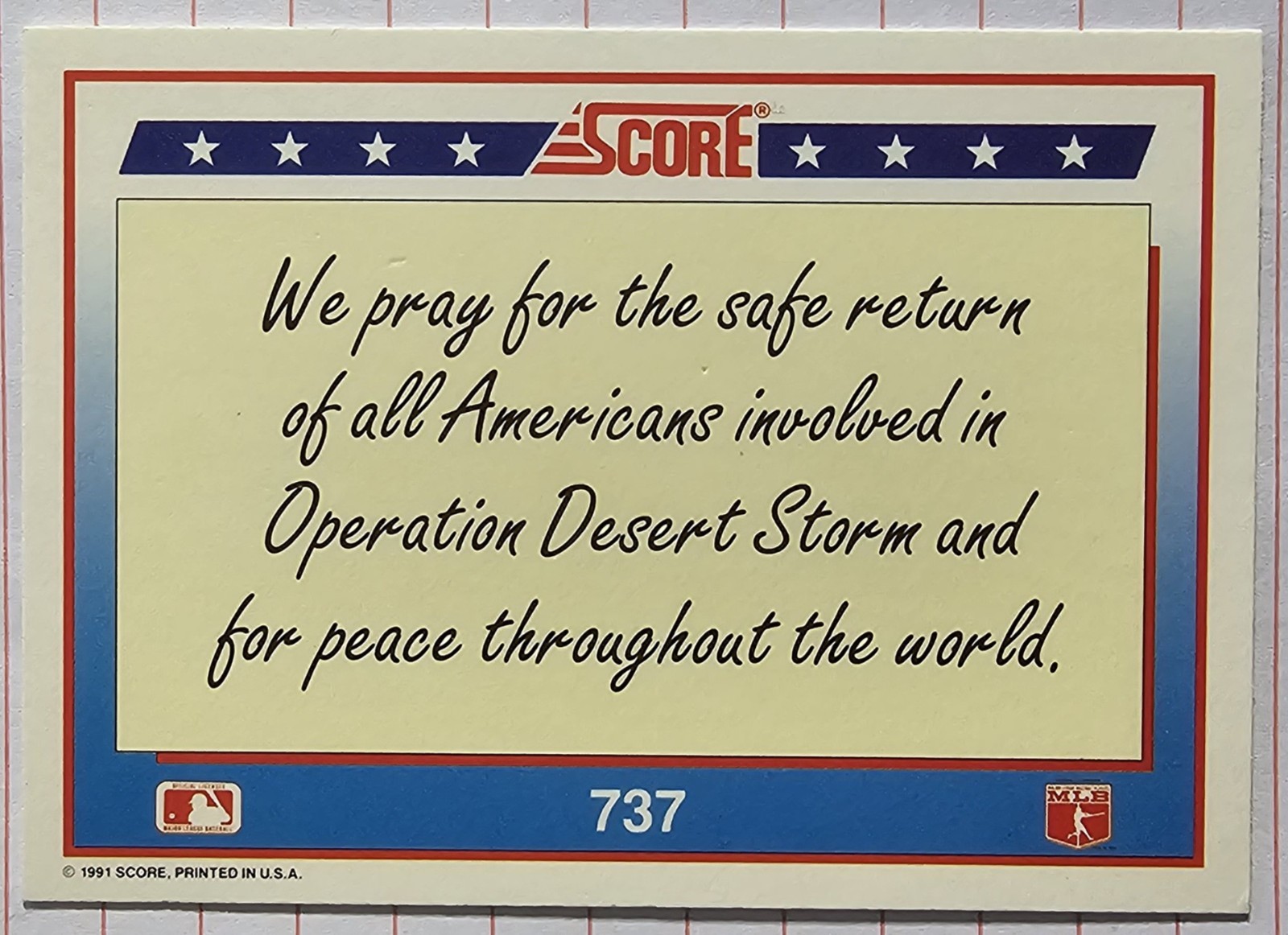 1991 Score USA American Flag #737 Operation Desert Storm