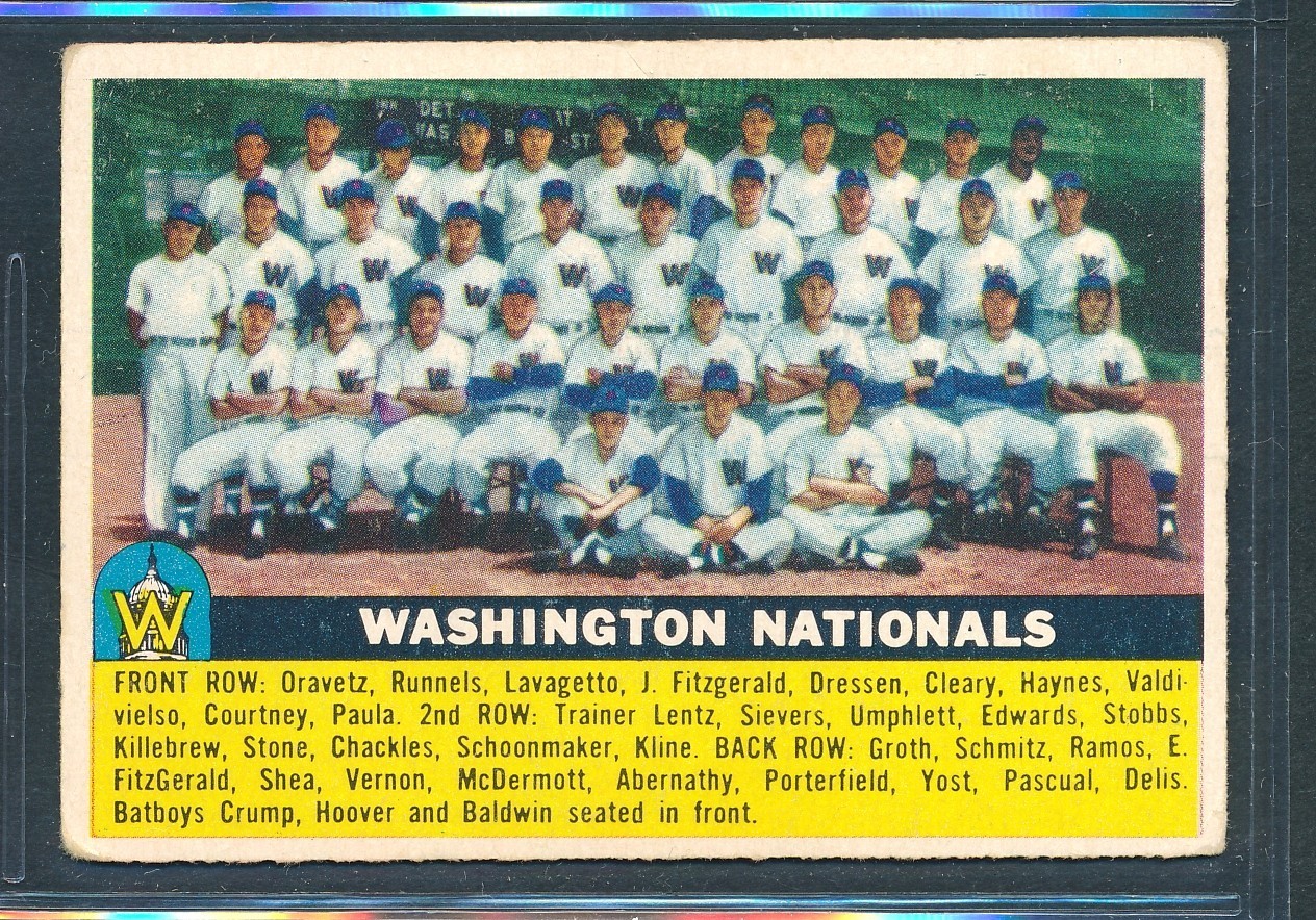 1956 Topps #146 WASHINGTON SENATORS NATIONALS Team Card ~ VG-EX