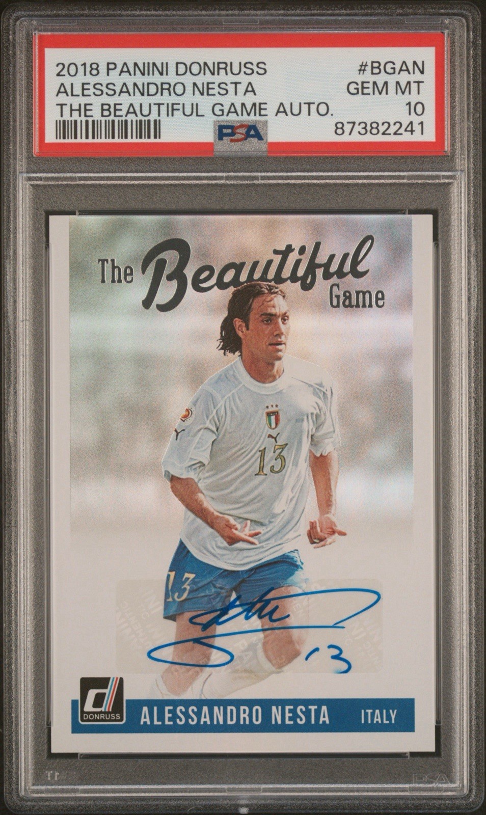 2018-19 Donruss Soccer The Beautiful Game PSA 10 Alessandro Nesta Autograph Auto