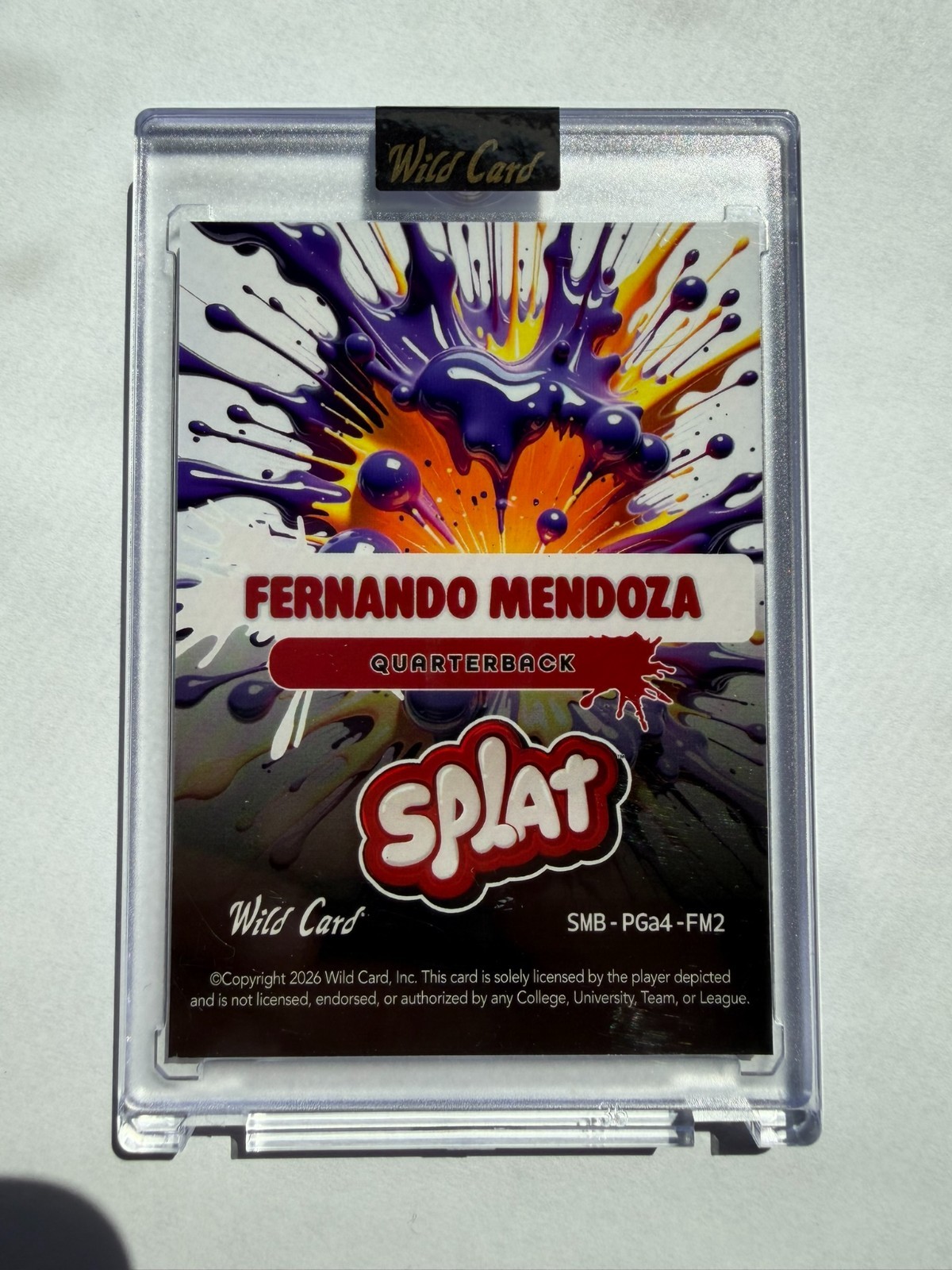 Fernando Mendoza 2/2 Rookie 2026 Wild Card Splat Edition Purple Gold Explosion