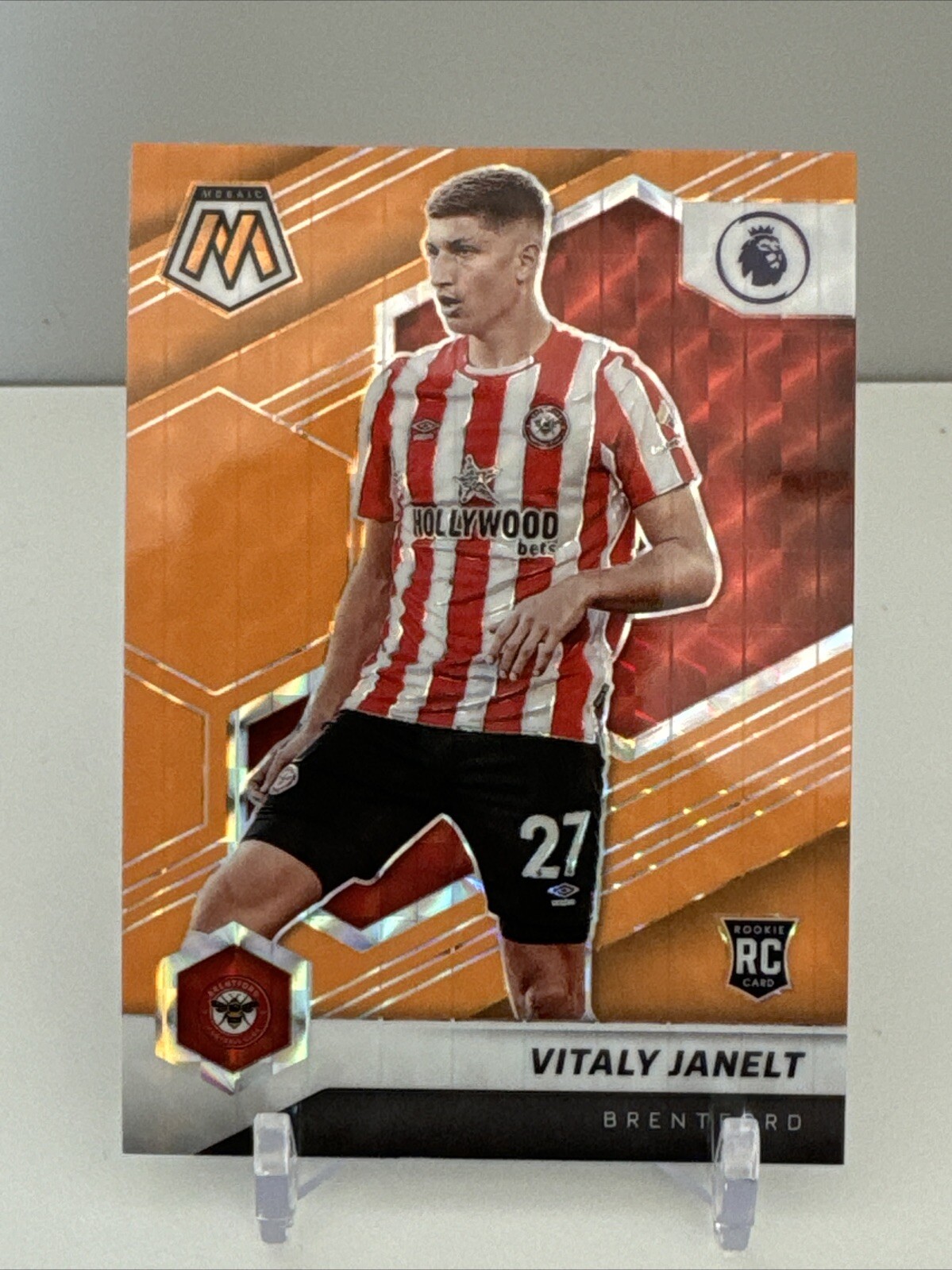 2021 Mosaic Premier League Orange Fluorescent Prizm Vitaly Janelt #79 Rookie RC