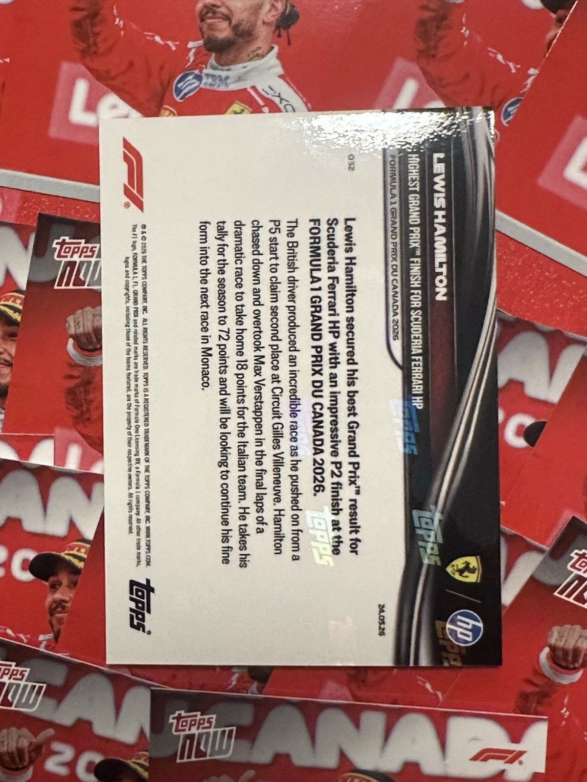 LEWIS HAMILTON 2026 F1 TOPPS NOW #032 FERRARI – IN HAND SHIPS FAST QTY