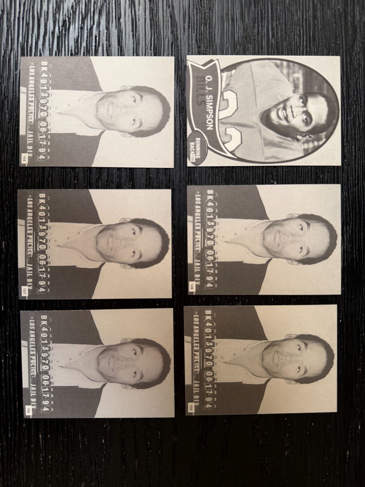 OJ Simpson 1990’s Special Novelty Cards Set of 6 NEAR MINT Rookie & Mugshot