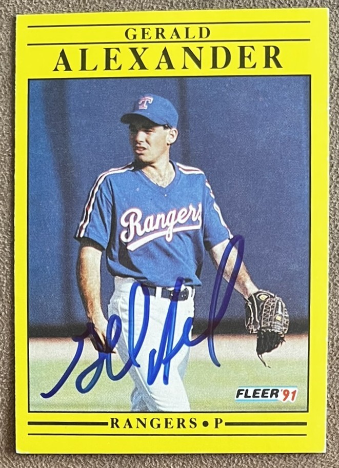 1991 Fleer On-Card Autograph #287 Gerald Alexander Texas Rangers IP Signature