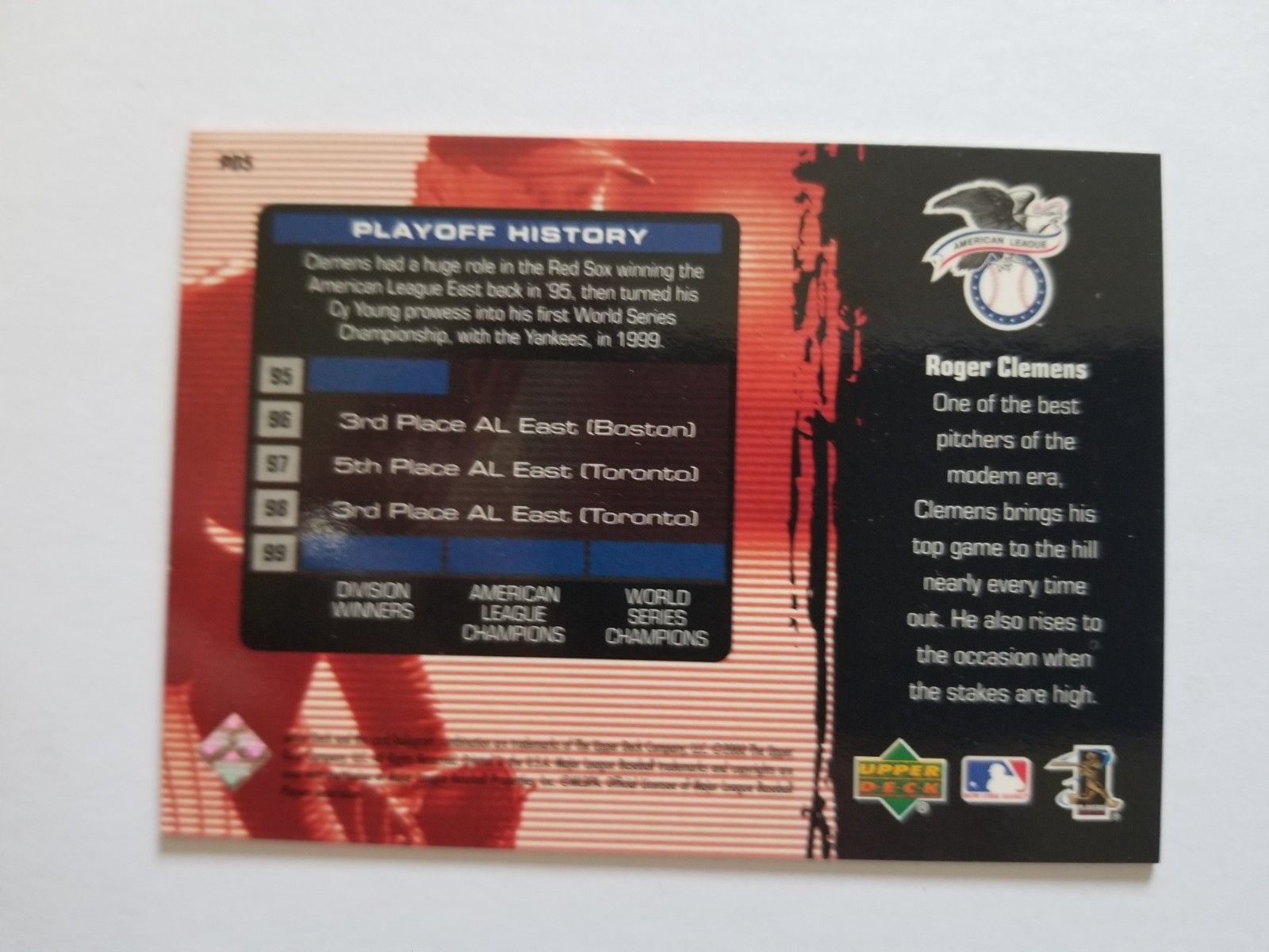 2000 Upper Deck Pennant Driven Roger Clemens #PD5