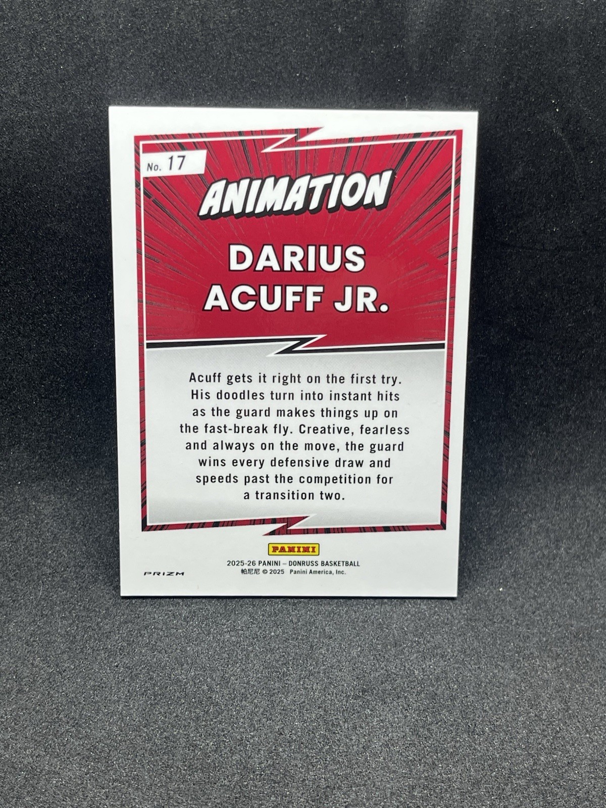 Panini 2025-26 Donruss Basketball Animation Darius Acuff Jr. SSP Case hit