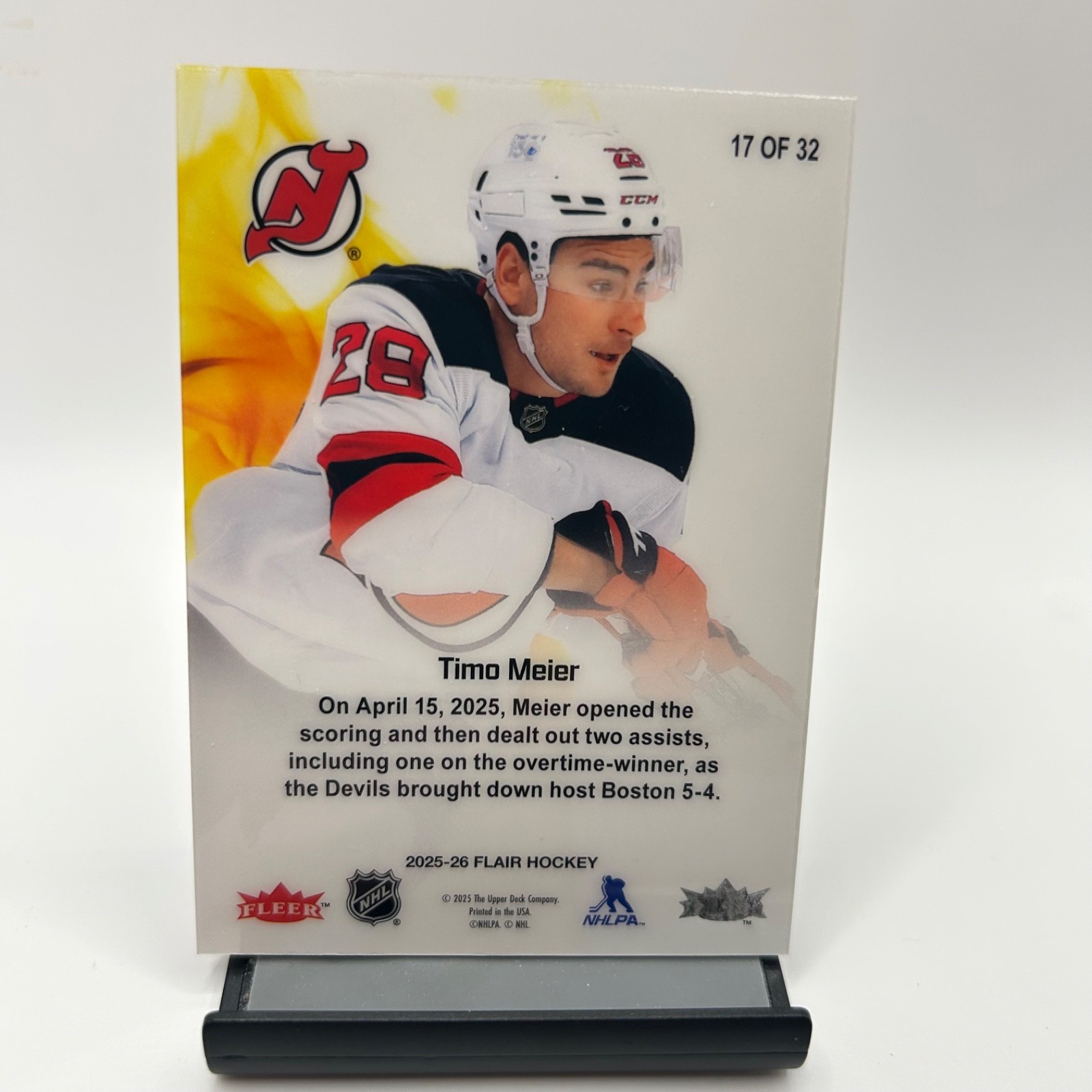 2025-26 Flair Hockey #17 Timo Meier Hot Hues New Jersey Devils