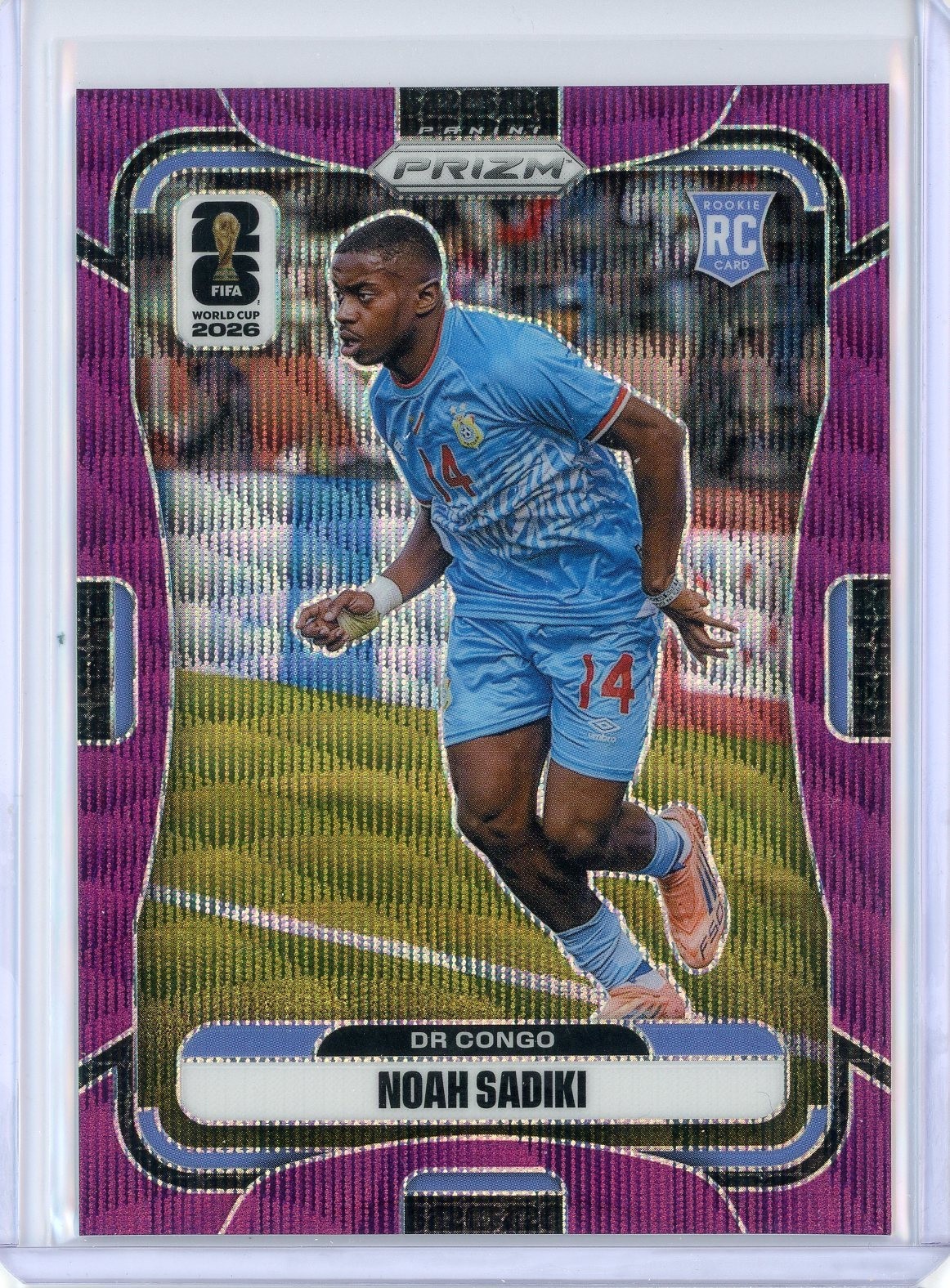 2026 Panini Prizm World Cup 462 Noah Sadiki RC Purple Wave 28/95 DR Congo
