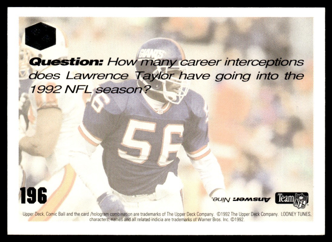 1992 Upper Deck Looney Tunes Lawrence Taylor New York Giants #196