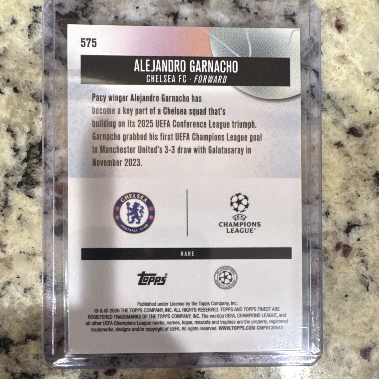 Topps Finest UEFA Champions League 2026 Alejandro Garnacho Chelsea #575 /75