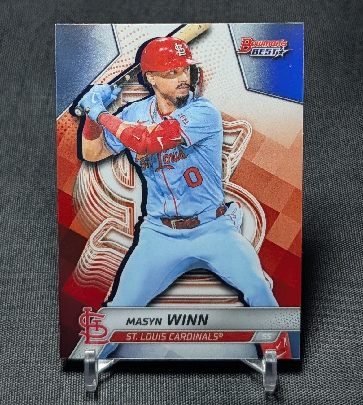 Masyn Winn Chrome Refractor 2025 Bowman’s Best Card #44 St. Louis Cardinals