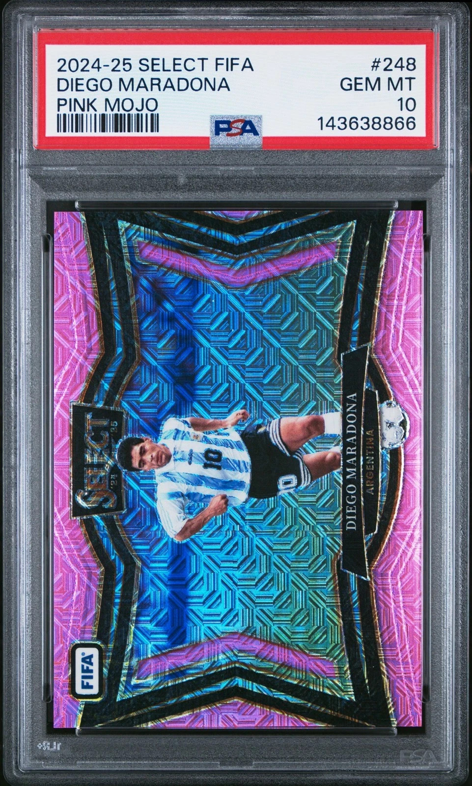 Panini 2024-25 Select FIFA ARGENTINA Diego Maradona #248 Pink Mojo /299 PSA 10