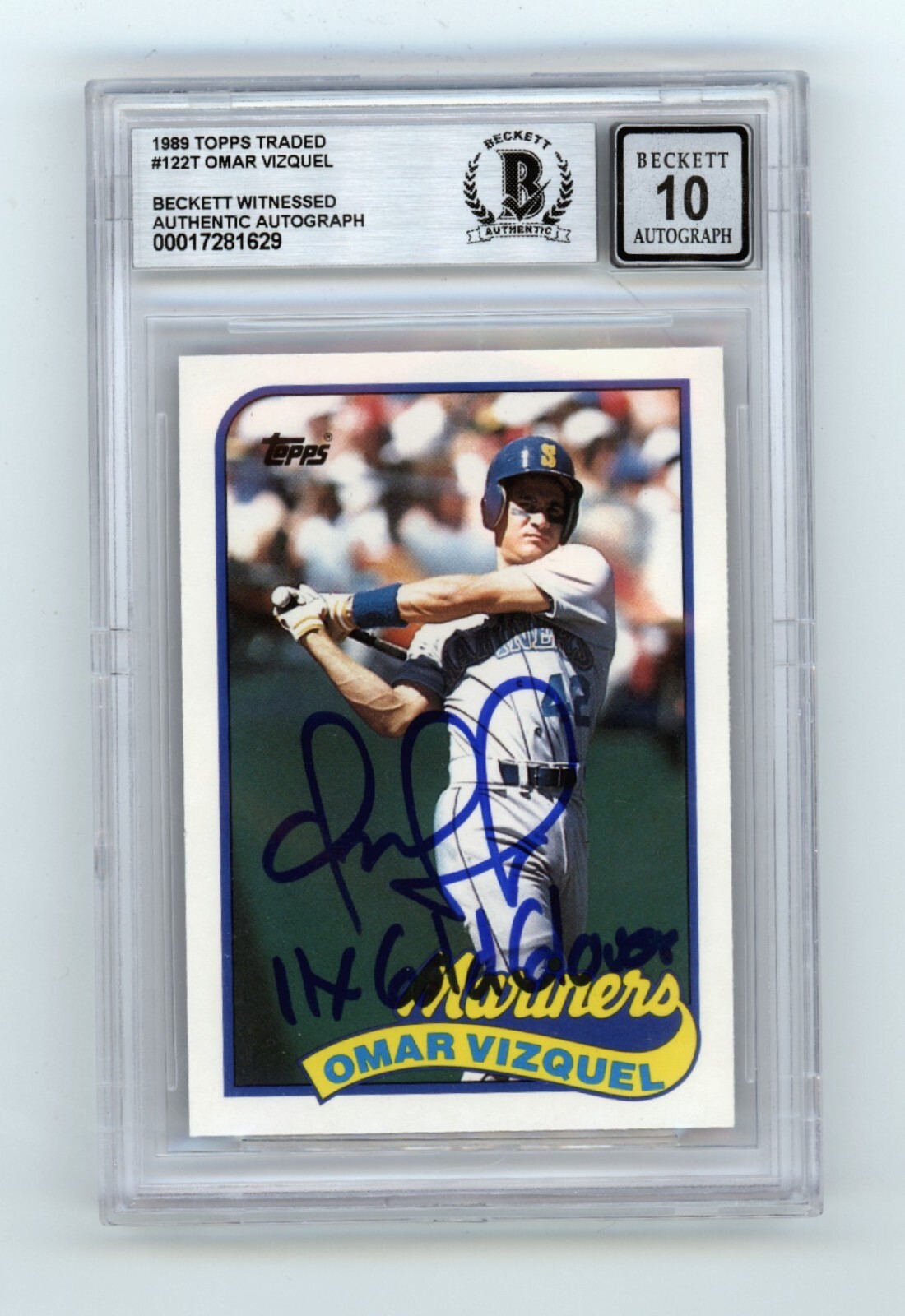 Omar Vizquel 1989 Topps Traded 122T Signed Rookie RC w/ Ins Beckett BGS 10 Auto