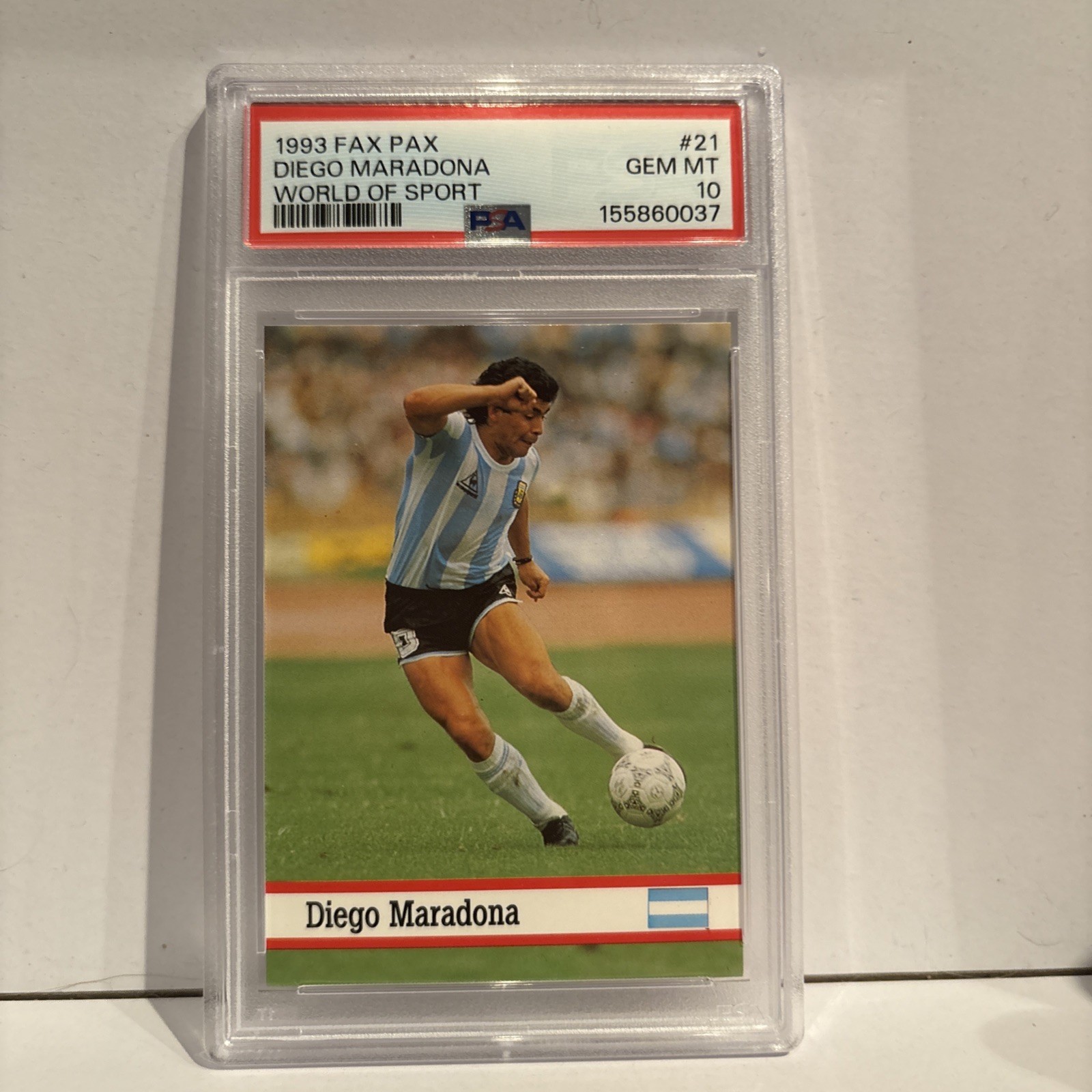 Diego Maradona 1993 Fax Pax World of Sport #21 PSA 10 Gem Mint Very Low Pop