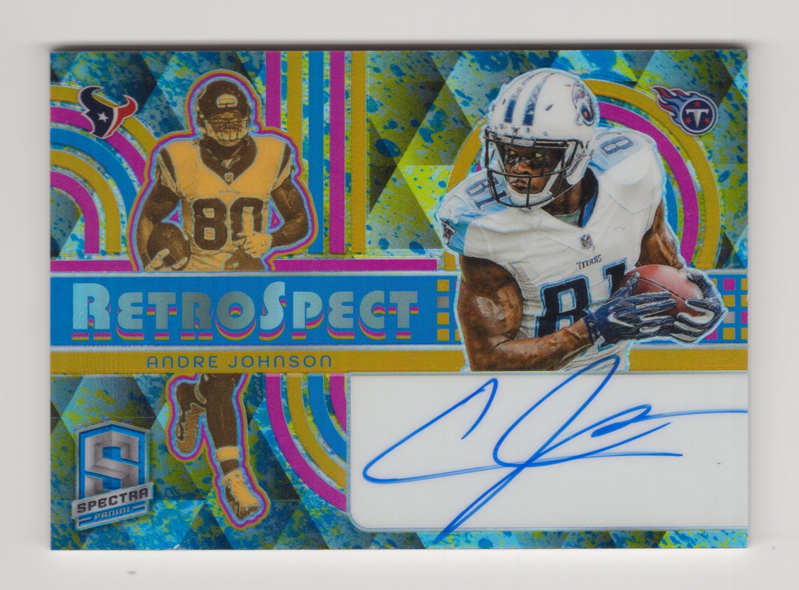 2024 Panini Spectra Andre Johnson #RSA-AJN Signatures Splatter Neon /8 Auto
