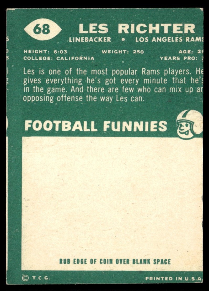 1960 Topps Les Richter – Los Angeles Rams #68