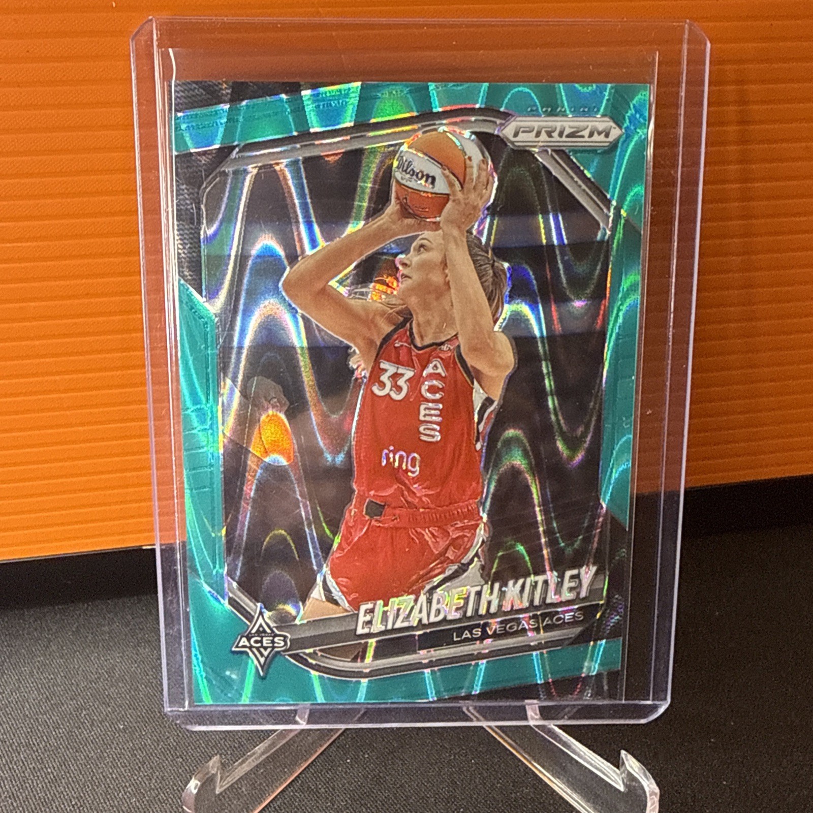 ELIZABETH KITLEY – 2025 Panini Prizm WNBA Teal Prizm #41 /49 SP Aces