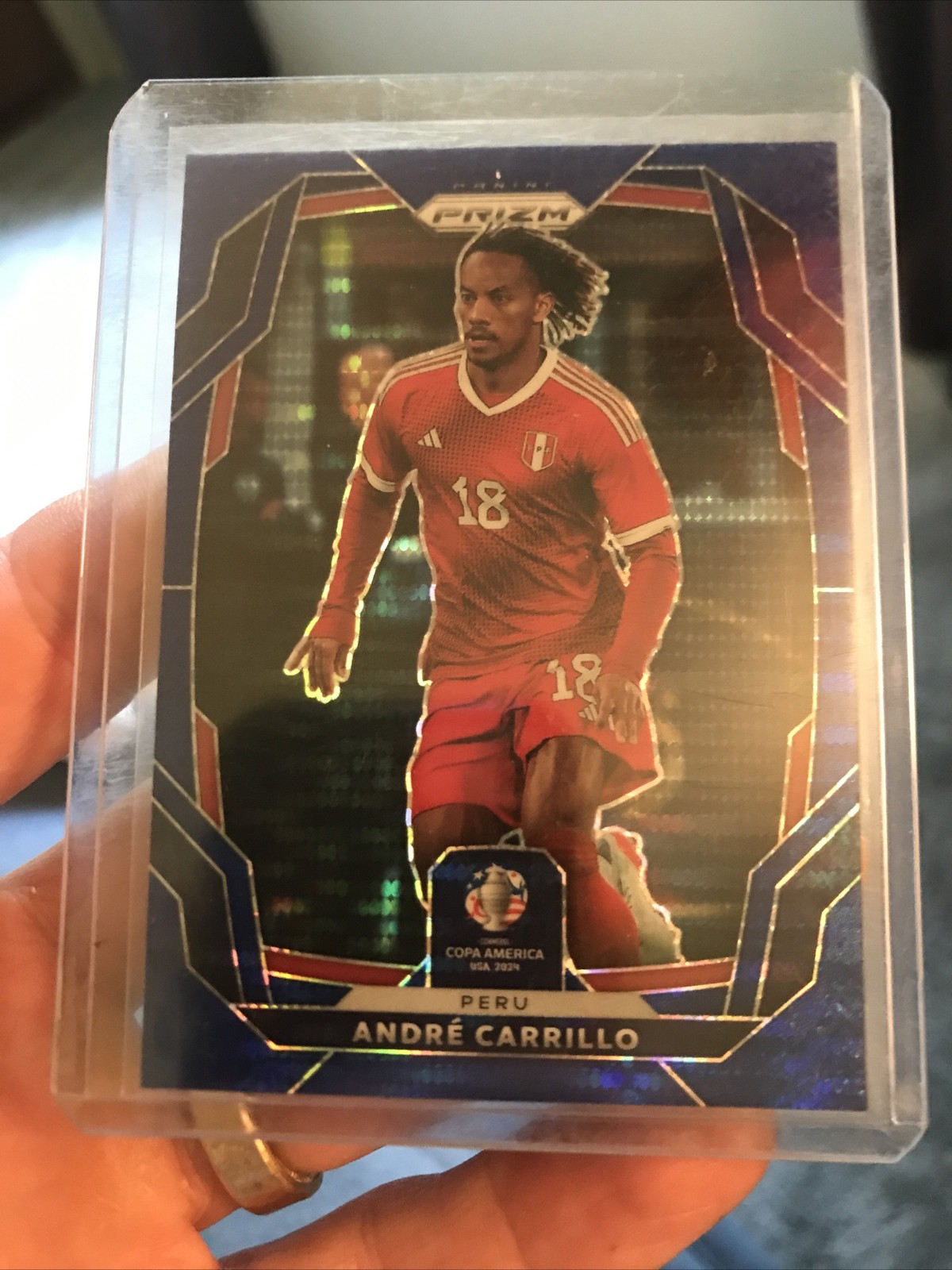 2024 Panini Prizm CONMEBOL Copa America – Andre Carrillo #90 Blue Pulsar /75