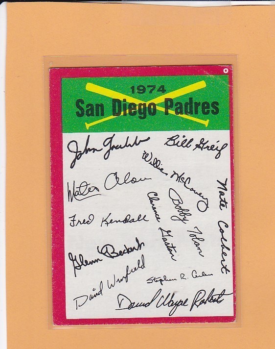 1974 TOPPS TEAM CHECKLIST SAN DIEGO PADRES (MULTIPLE AVAILABLE) *REG