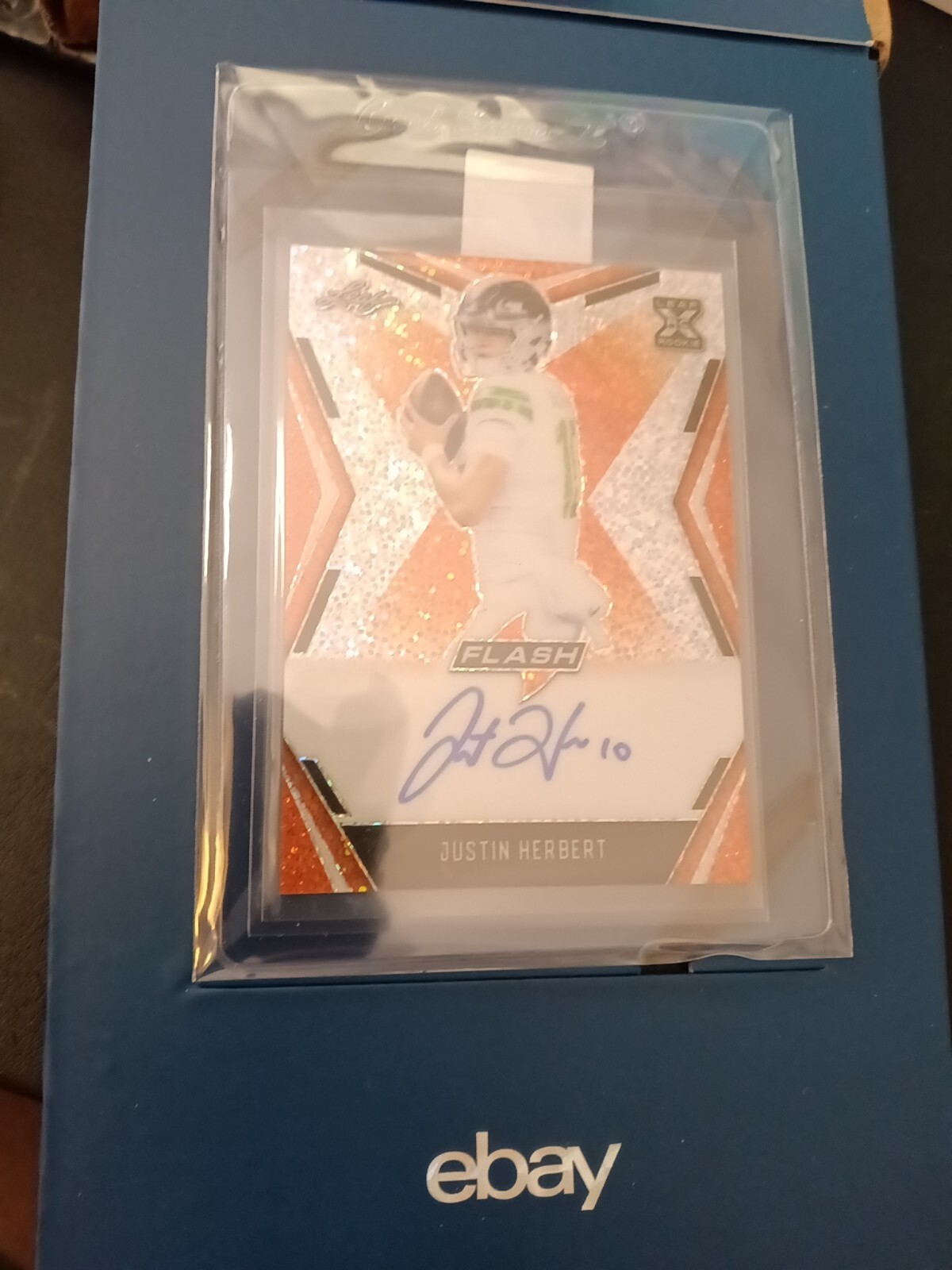 Justin Herbert 2020 Leaf Flash Orange Auto Rookie RC 10/10 SSP Wow See Pictures