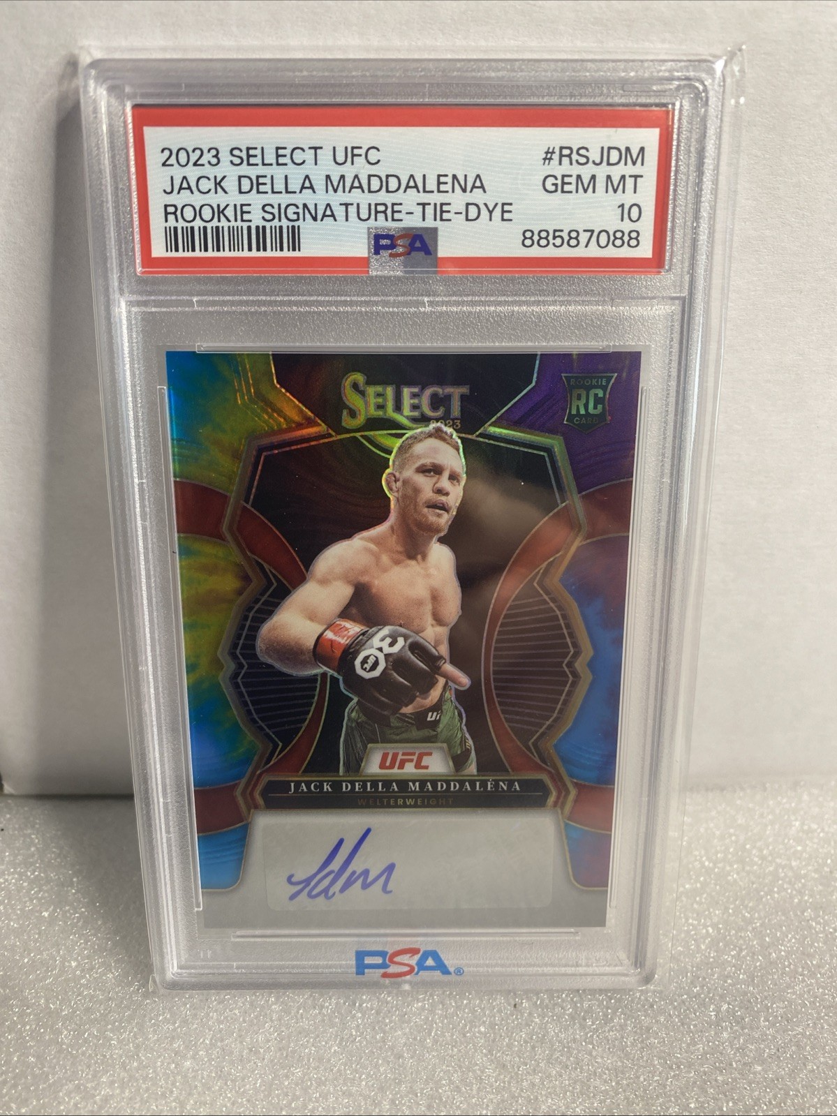 2023 Select UFC Jack Della Maddalena Rookie Auto Tie/Dye PSA 10 P9