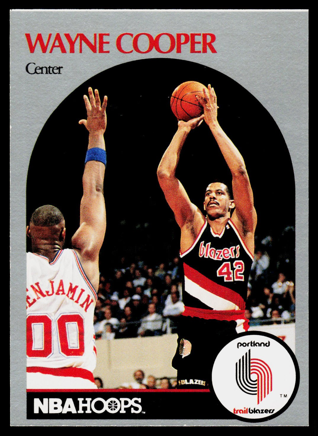 Wayne Cooper, 1990-91 Hoops, #244, Portland Trail Blazers,