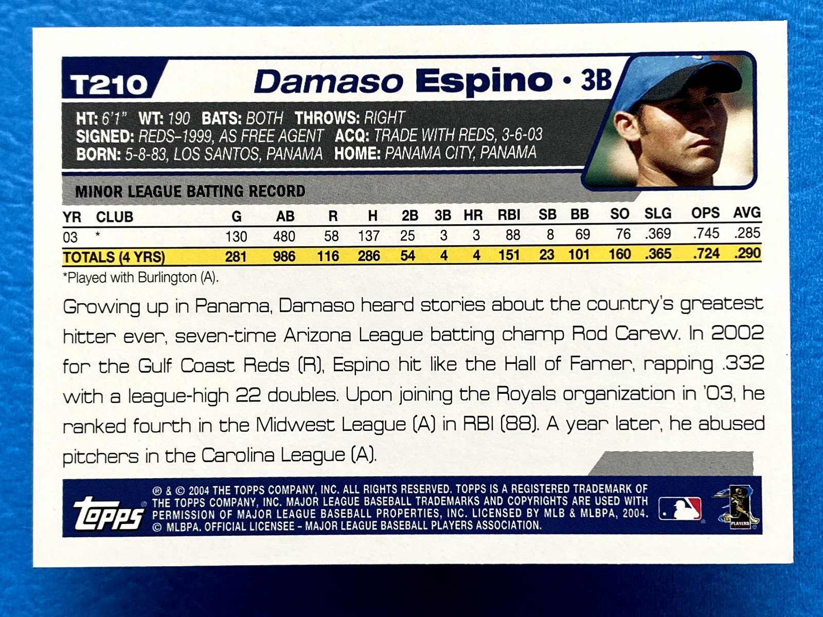 Damaso Espino 2004 Topps Traded & Rookies #T210 Kansas City Royals