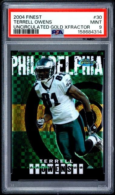 2004 Topps Finest Terrell Owens /150 Gold X-Fractor #30 Eagles PSA 9