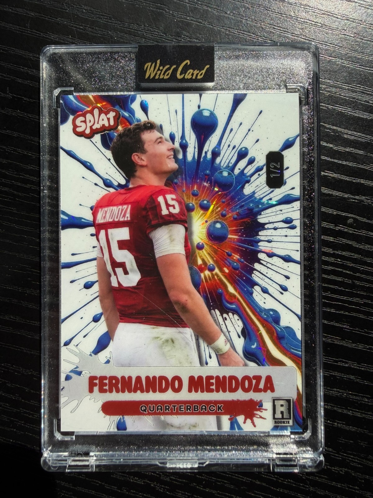 Fernando Mendoza 1/2 Rookie 2026 Wild Card Splat Edition Blue Red Yellow