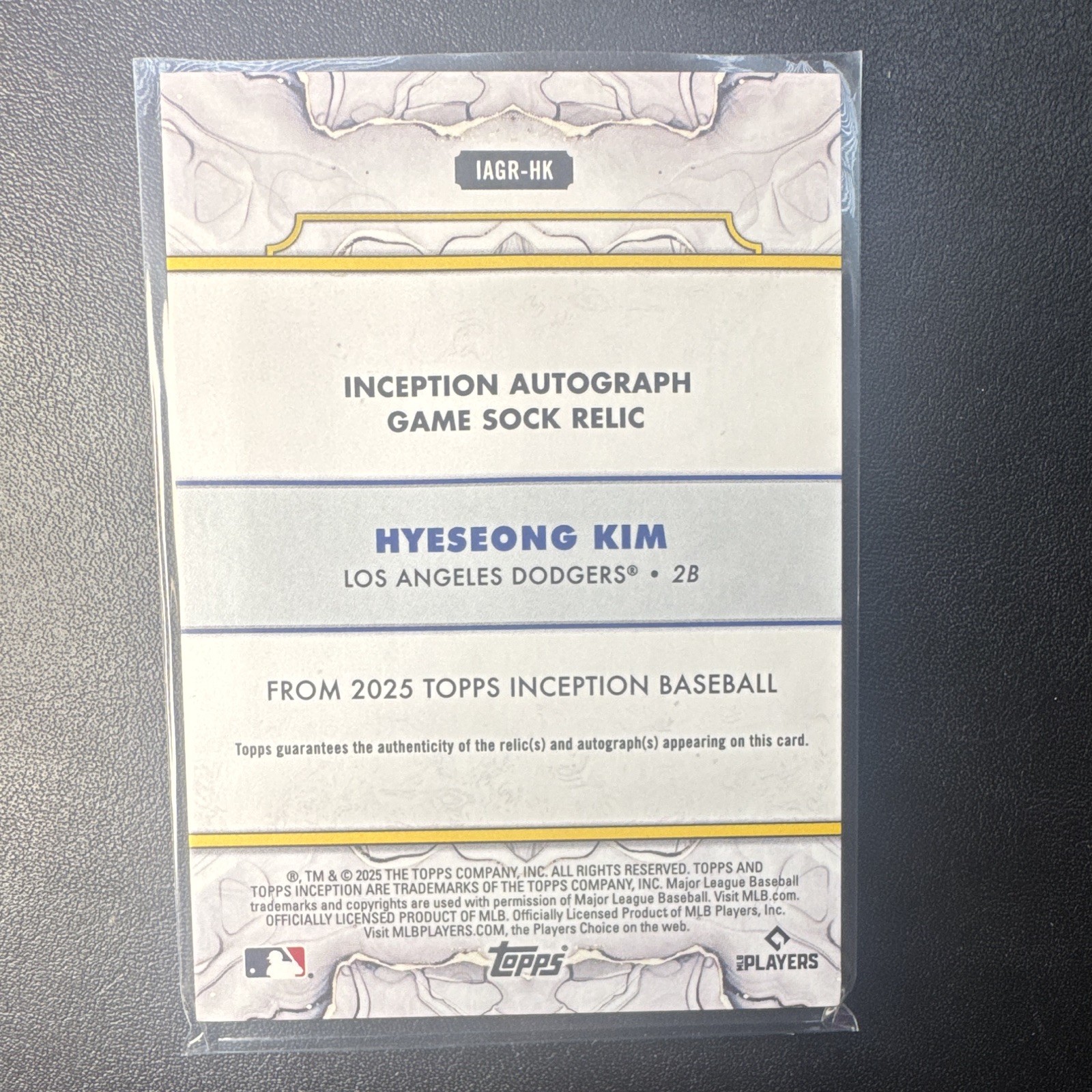 Topps 2025 Inception Hyeseong Kim RC Auto Game Sock Relic #IAGR-HK 14/25