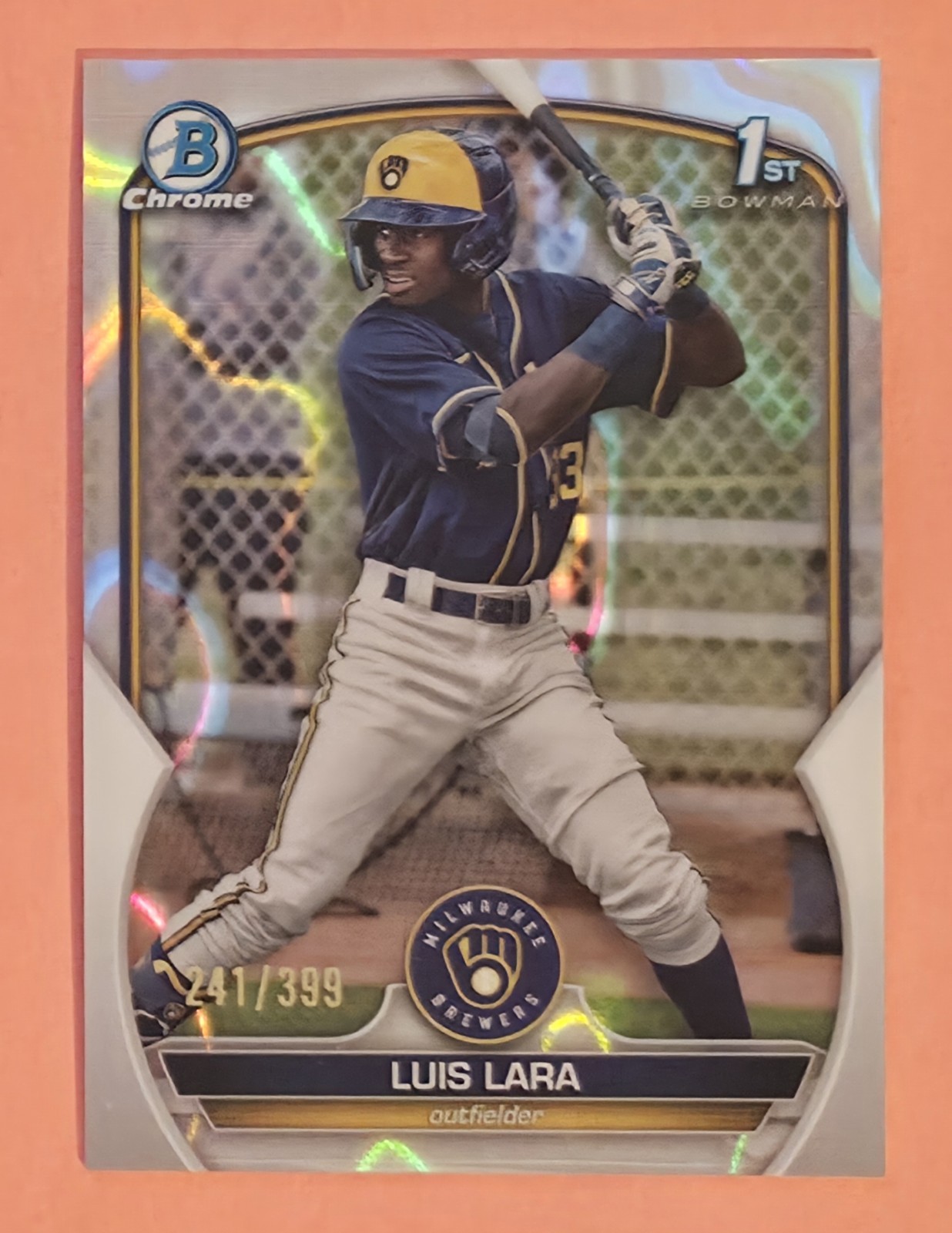 Luis Lara 2023 Bowman Chrome Lava Refractor 241/399 1st Prospect Card #BCP-100