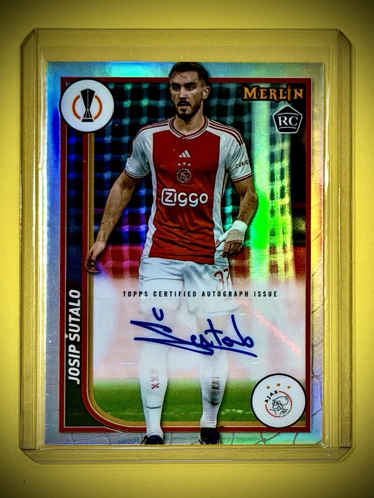 JOSIP SUTALO RC Auto 2023-24 Topps Merlin UCC AFC Ajax Croatia Refractor
