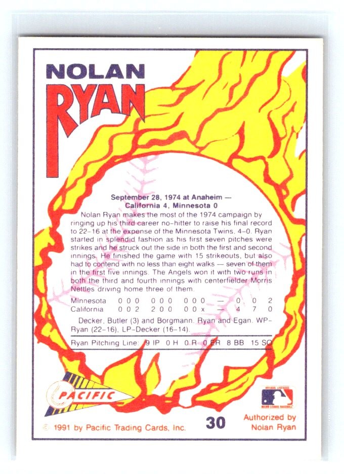Nolan Ryan 1991 Pacific Nolan Ryan Texas Express I #30