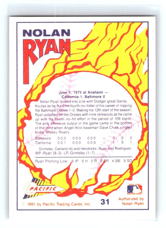 Nolan Ryan 1991 Pacific Nolan Ryan Texas Express I #31