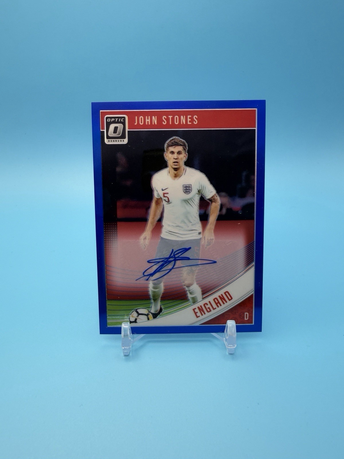 2018-19 Panini Donruss Soccer Optic John Stones Blue Auto /75 England Man City