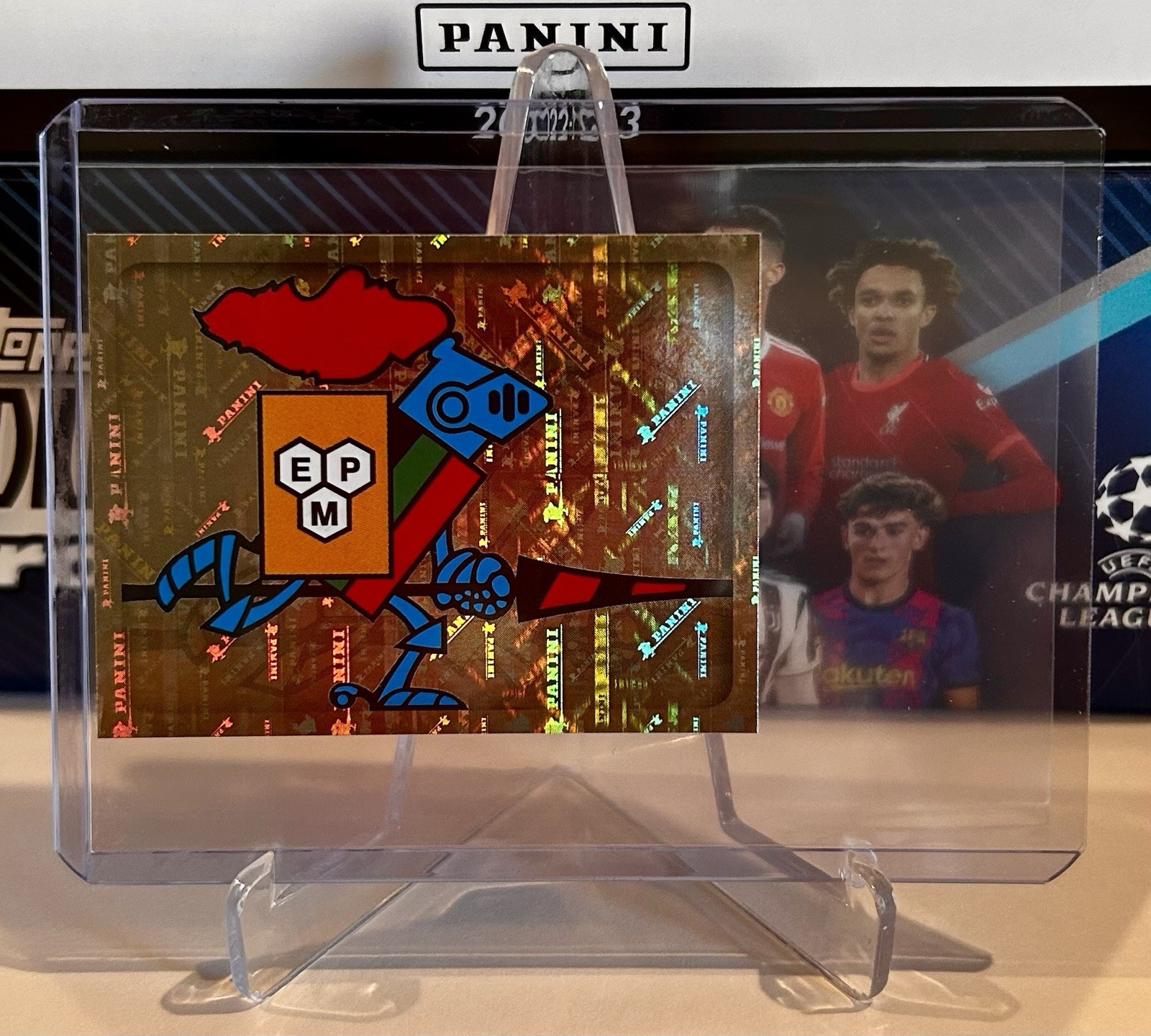 2018 panini world cup stickers #00 Panini Knight Logo Gold Foil Pink