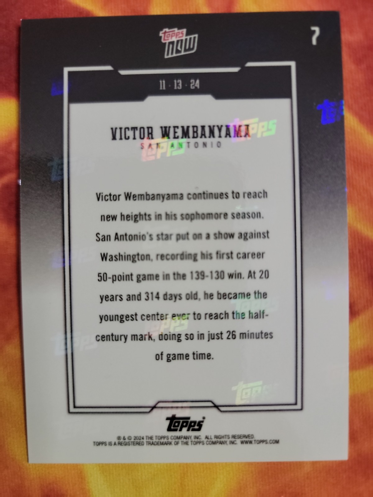 Victor Wembanyama 2024 Topps Now 50 Points Youngest Center!🏀🏀🏀💥💥💯💯💥💥