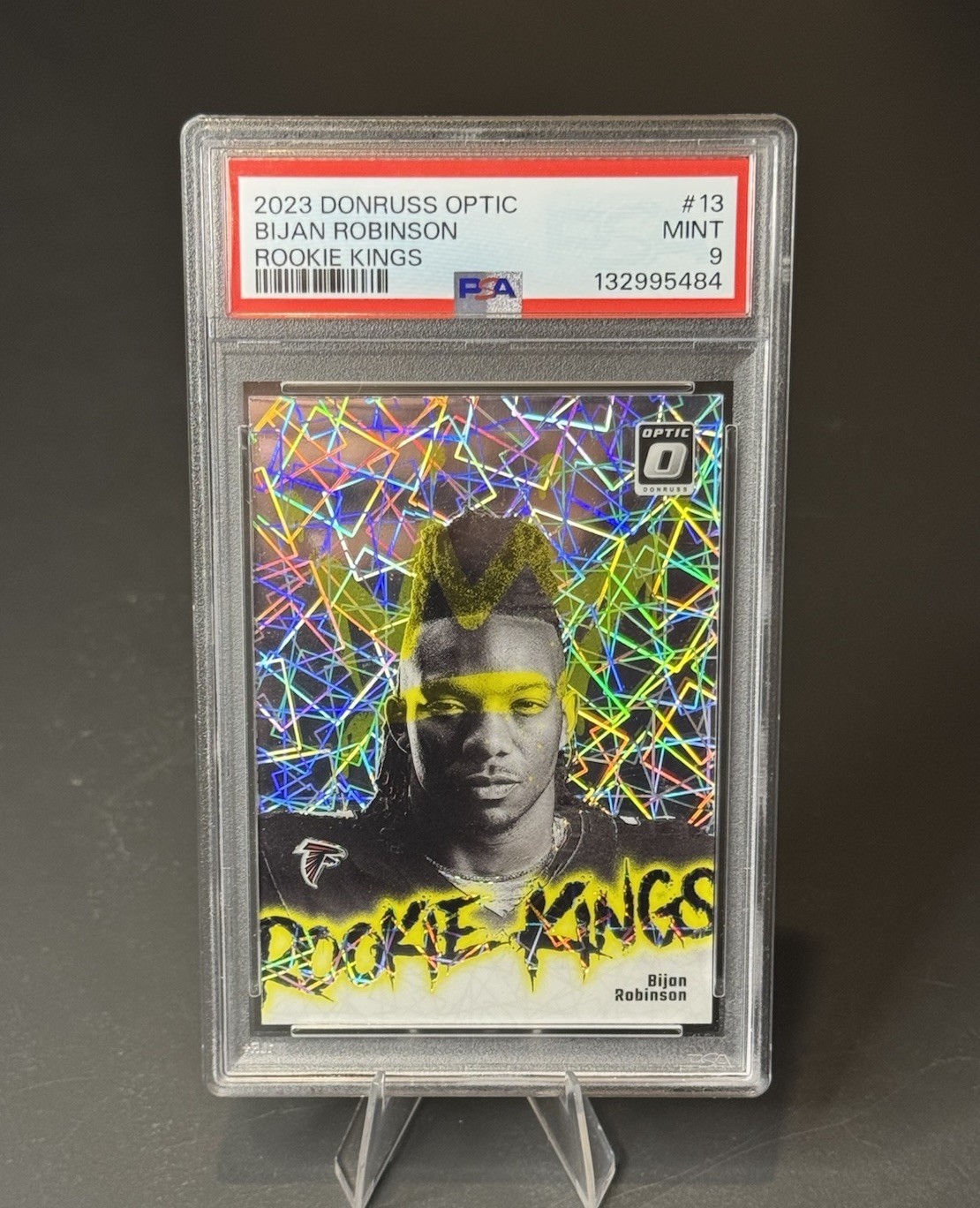 Bijan Robinson 2023 Panini Donruss Optic Rookie Kings Prizm Falcons #13 RC PSA 9