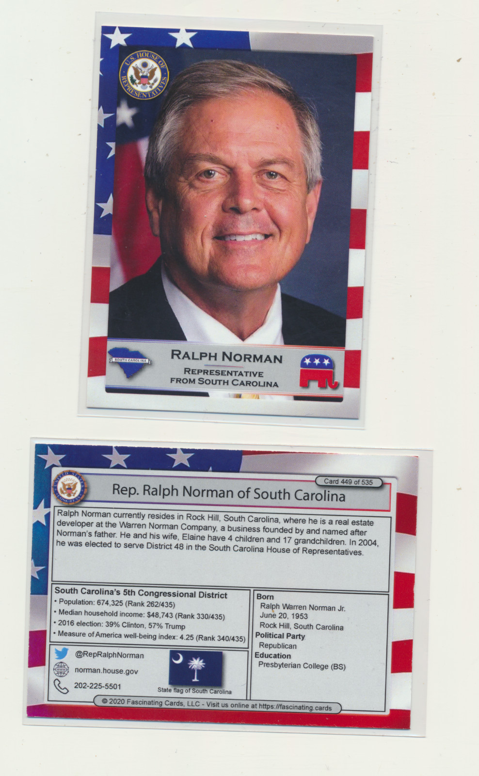 2020 United States Congress Fascinating Cards South Carolina Ralph Norman #449