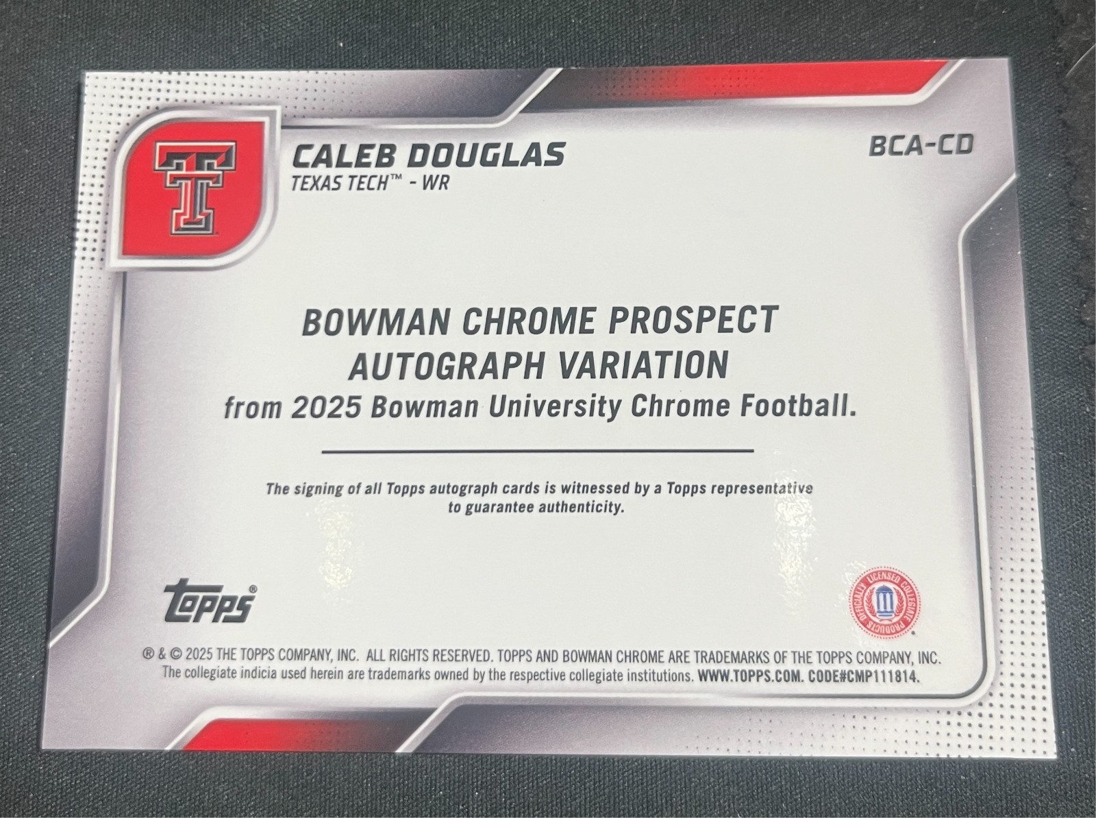 2025 BOWMAN CHROWE CALEB DOUGLAS AUTO SSP /25 ORANGE 1/1? 6’5 WR 4.3 SPD TYREEK?