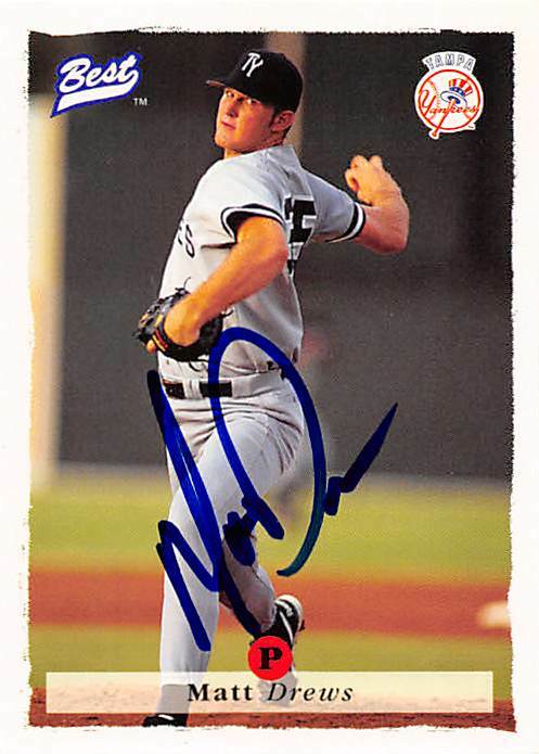 Matt Drews autographed baseball card New York Yankees 1995 Team Best #35 Rookie