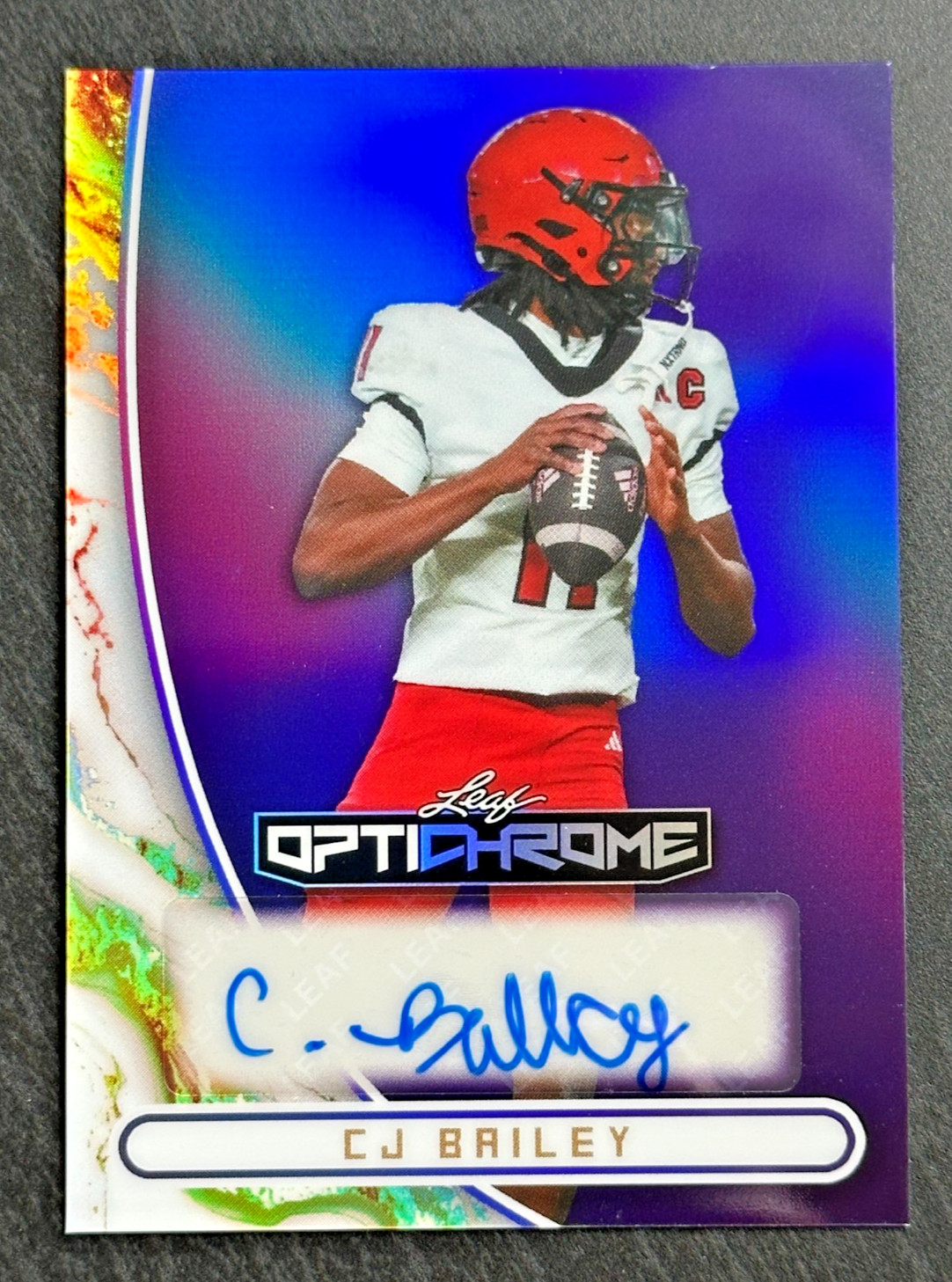 2026 Leaf Optichrome Football CJ Bailey Auto /7 NC State Wolfpack Card #BA-CJB