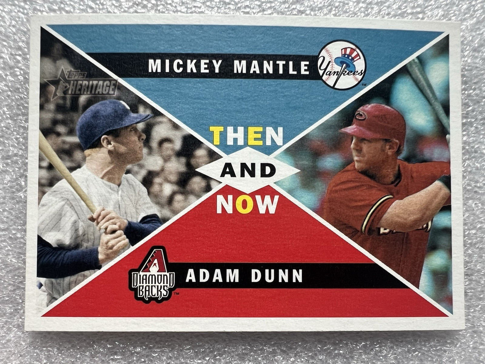 2009 Topps Heritage – Then and Now Heritage Series Mickey Mantle, Adam Dunn #TN5