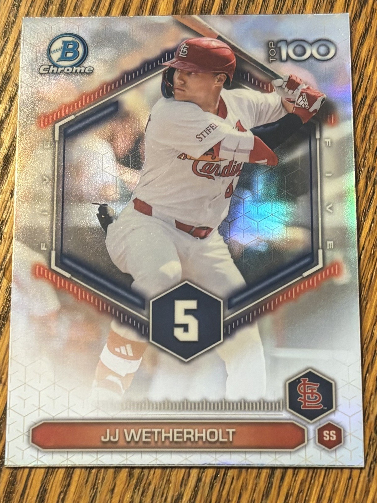 2026 Bowman Chrome Top 100 Prospects Refractor JJ Wetherholt Cardinals # BTP-5