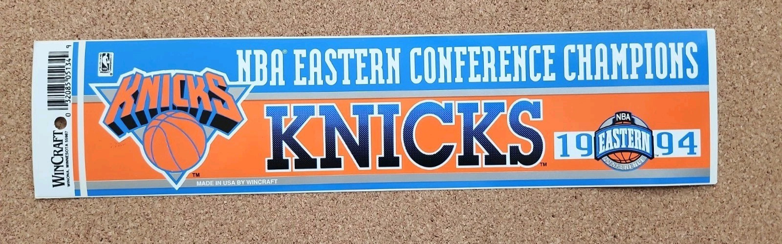 Vtg New York Knicks 1994 NBA Eastern Division Champions Bumper Sticker unused