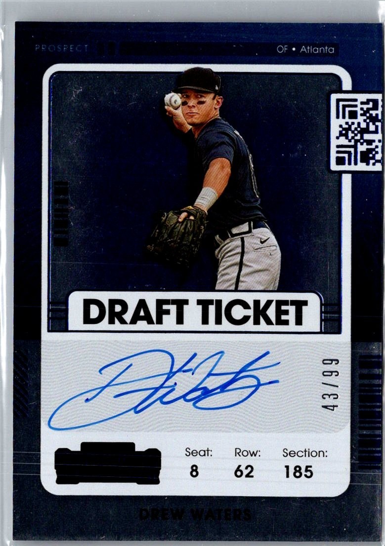 Drew Waters 2021 Panini Contenders Drat Ticket Auto 20/99 #PT-DW Braves