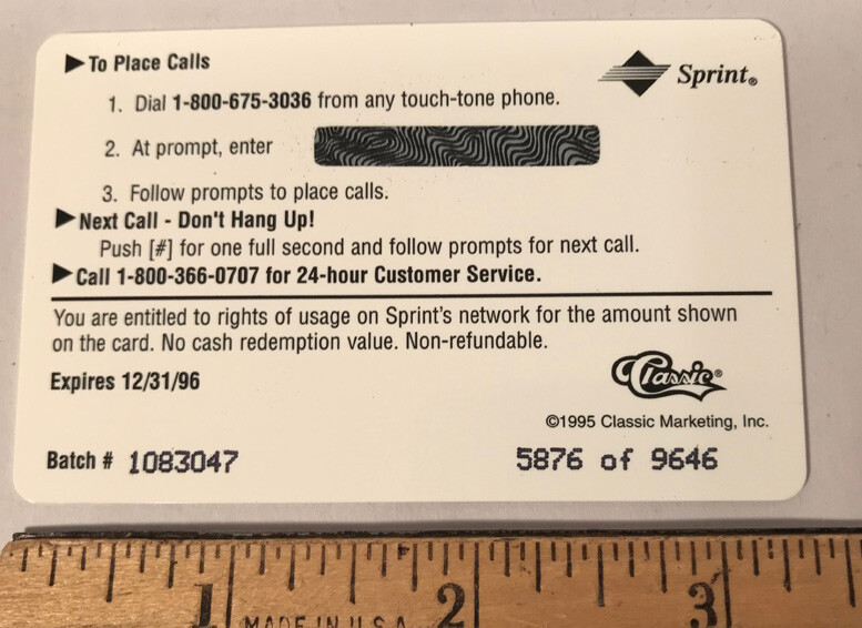 1995 Dale Earnhardt Limited Edition Collectible Phone Card, Sprint, Classic