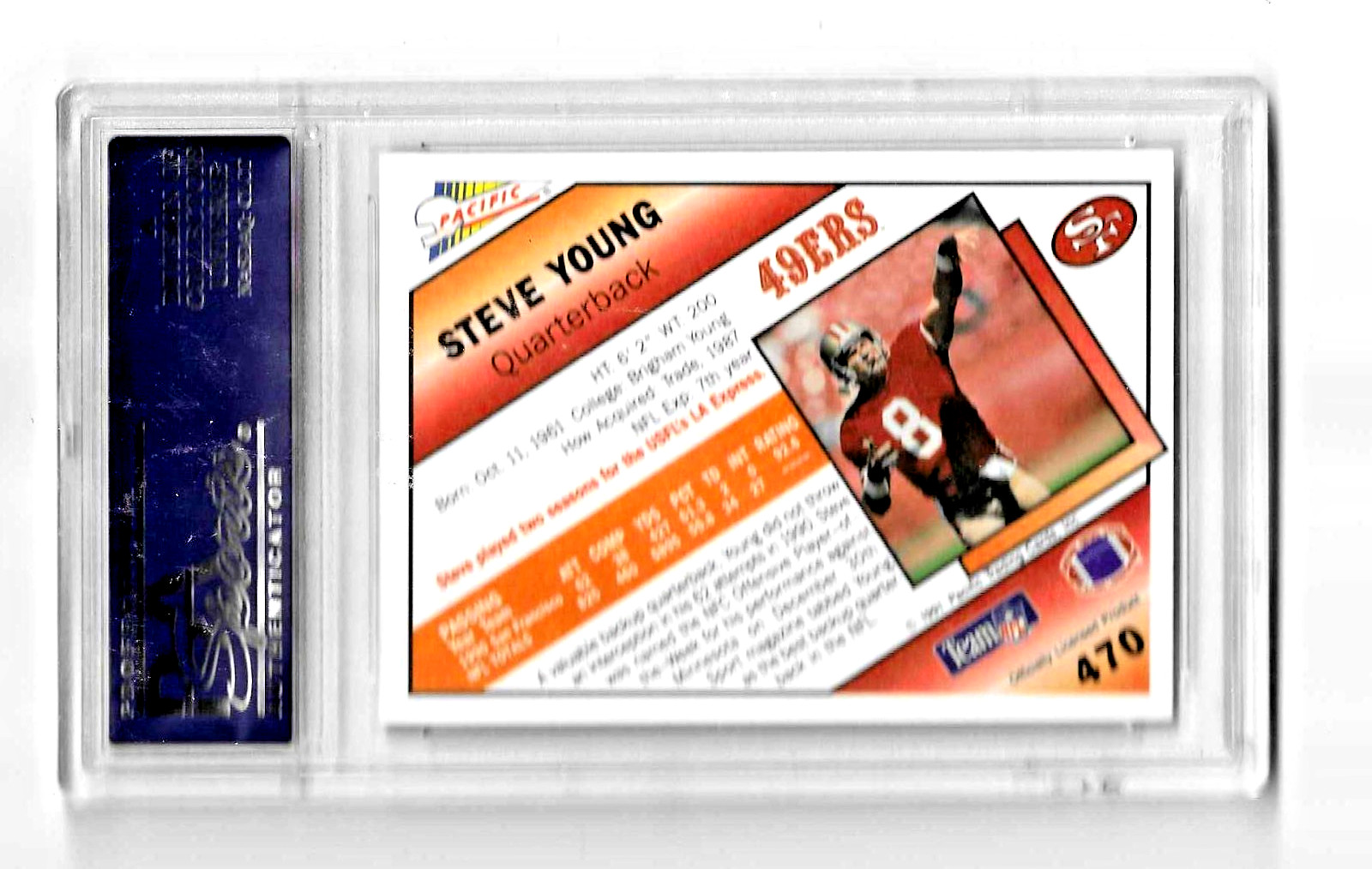 1991 PACIFIC FOOTBALL CARD #470 HOF STEVE YOUNG GRADED PSA 10 L0W POP NFL 49ERS